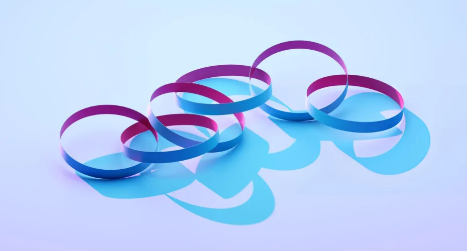 Rings displayed prominently on a vibrant blue background.